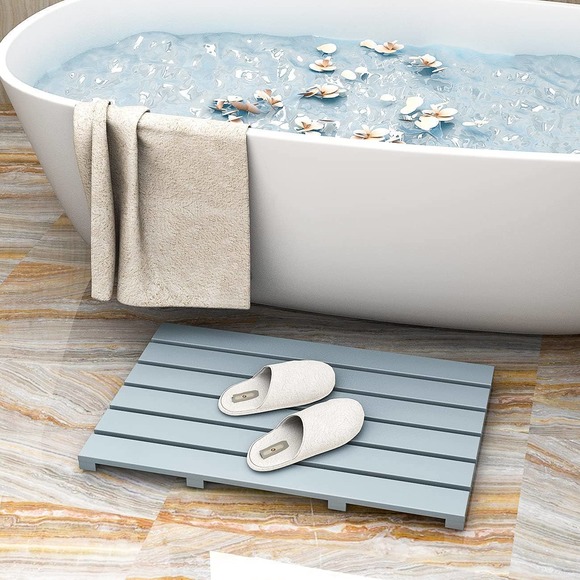 Bamfan Bath Bamboo Wooden Bath Floor Mat Nonslip Waterproof Indoor